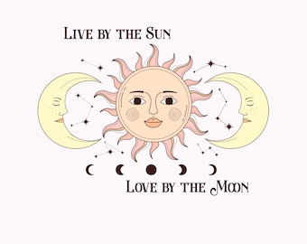 Boho Celestial SVG Clipart Illustration Celestial Clipart Affirmation Boho PNG Hippie Clipart Boho Cricut Cut Boho Design SVG Sun and Moon