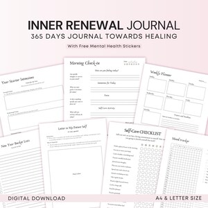 365 Days Journal Printable, Mental Health Journal, Bullet Journal, Wellness Journal, Planner for Girls