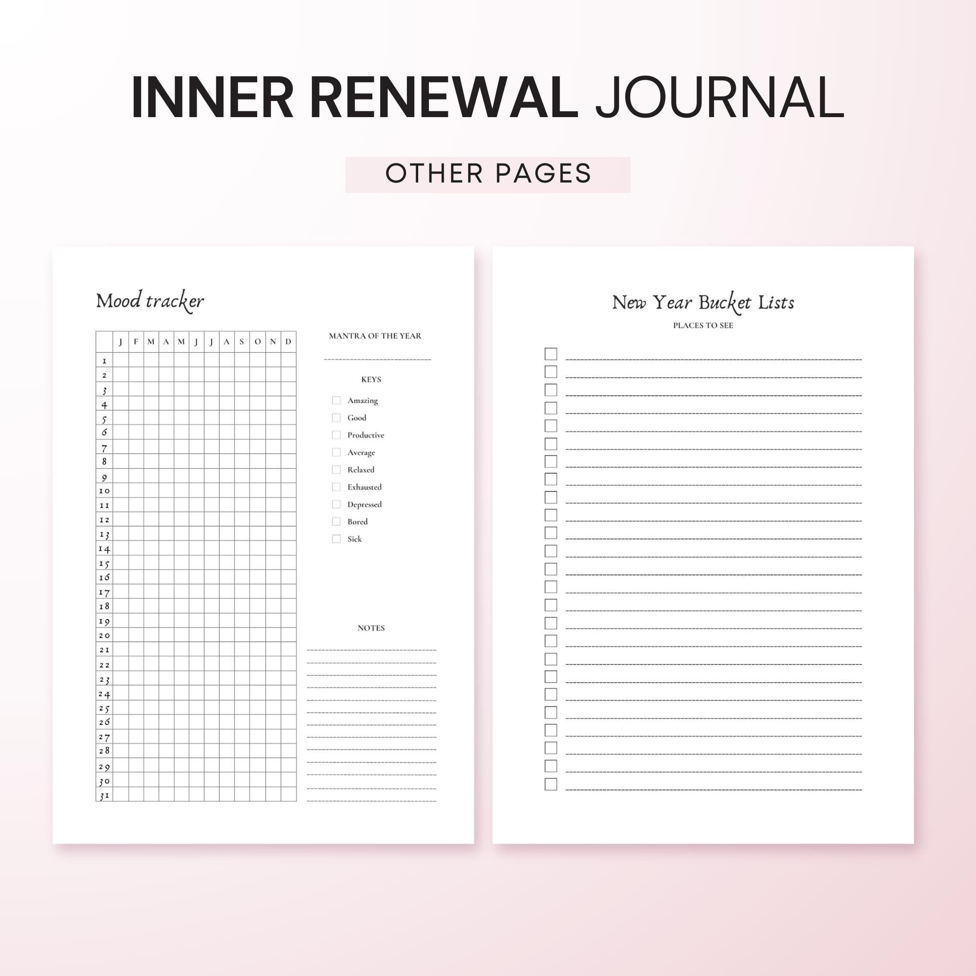 365 Days Journal Printable, Mental Health Journal, Bullet Journal