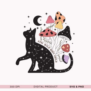 Mystisch himmlisch SVG bleiben wild Mond Kind SVG himmlisch Clipart Affirmation Boho PNG Hippie Clipart Boho Cricut Schnitt Boho Design