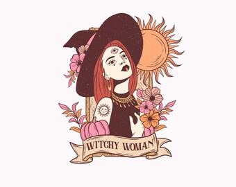 Gothic Witch SVG Halloween Witch Woman SVG Hot Witch Halloween Spooky Season Halloween  Witch PNG Bundle Sublimation Commercial Use