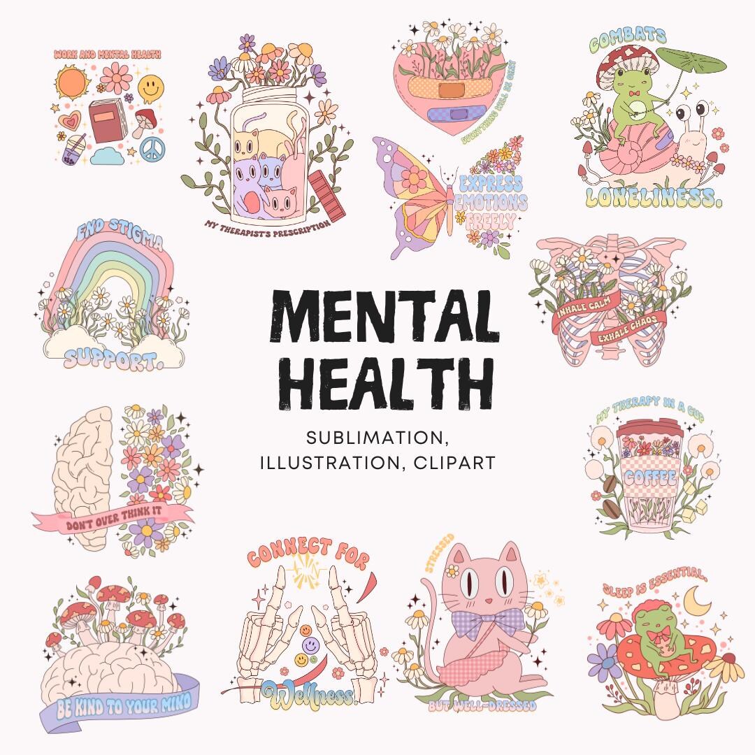 Mental Health Sublimation Bundle SVG Cute PNG Self Help Affirmation SVG ...
