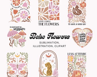 Boho Abstract Flower Quotes SVG Inspirational Floral Designs EPS PNG Sublimation Files for Cricut & Silhouette Positive Quote Clipart