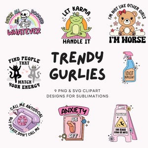 Trendy Funny SVG Sticker Sheet Custom Sticker Custom Stickers Motivational Prints Daily Affirmations Positive Affirmation PNG Quote SVG