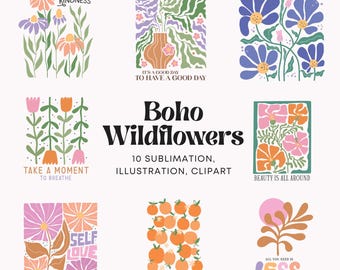 Boho Abstract Flower Quotes SVG Inspirational Floral Designs EPS PNG Sublimation Files for Cricut & Silhouette Positive Quote Clipart