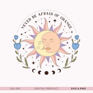 Boho Celestial SVG Clipart Illustration Celestial Clipart Affirmation Boho PNG Hippie Clipart Boho Cricut Cut Boho Design SVG Mystical svg