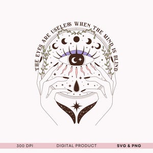 Eyes and Mind SVG Clipart Illustration Celestial Clipart Affirmation Boho PNG Hippie Clipart Boho Cricut Cut Boho Design SVG