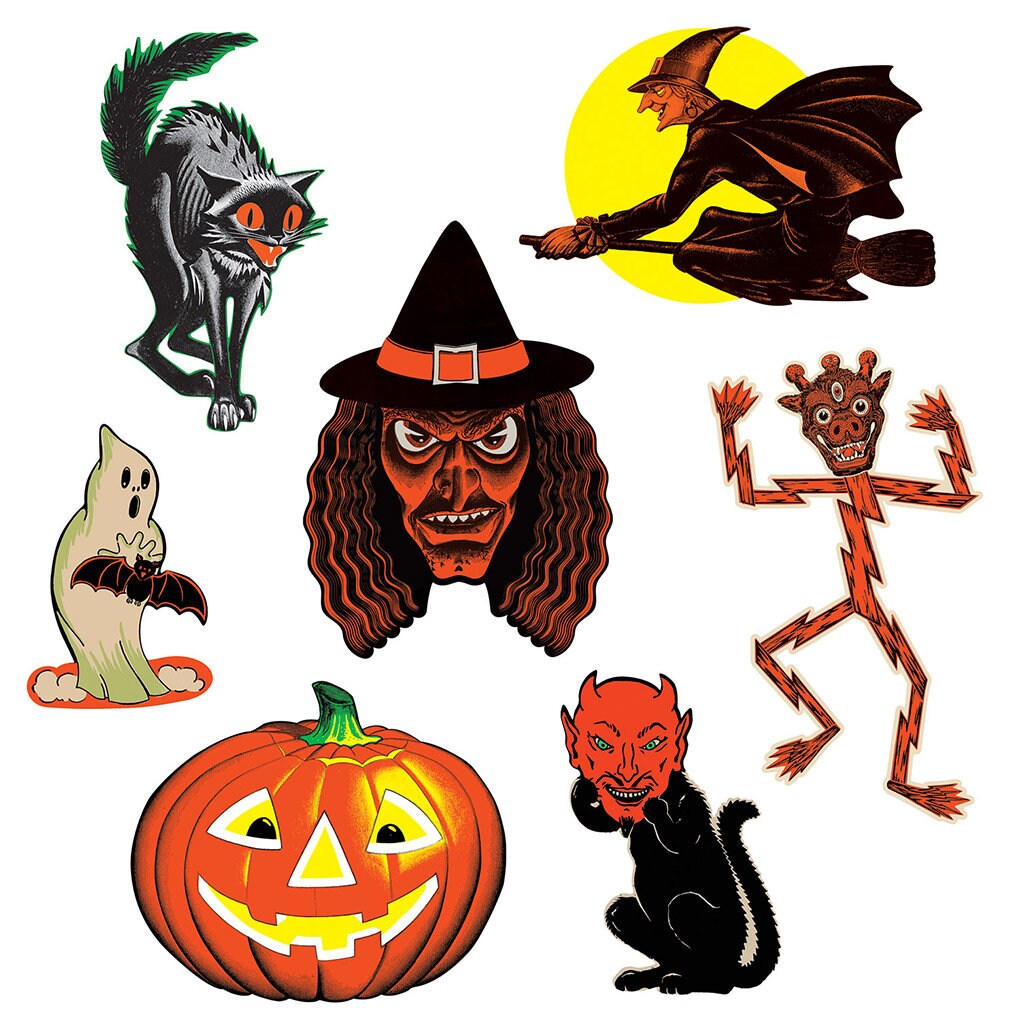 Retro Vintage Halloween Classic Cutouts 7 Per Package Etsy
