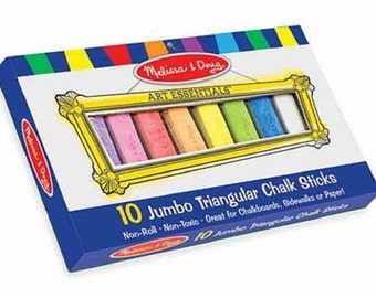 Melissa & Doug 10 Piece Jumbo Triangular Chalk Sticks Kids Craft MD4100 fnt
