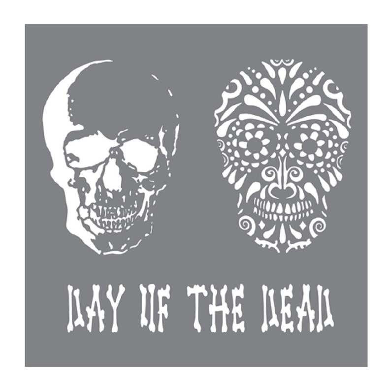 8 x 8 inches ANDY102 fnt Day of the Dead Andy Skinner Mixed Media Stencil
