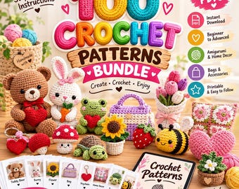 100+ Crochet Animal Patterns Bundle | Amigurumi PDF Patterns | Beginner-Friendly Crochet Animals | Instant Download