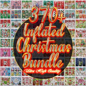 370+ Inflated Christmas Tumbler Sublimation Designs, 20oz Skinny Tumbler Bundle Wrap, Cartoon Funny Christmas Design Tumbler PNG Bundle