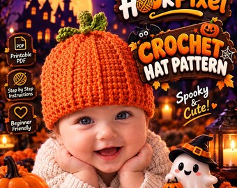 Pumpkin Crochet Hat Pattern, Easy Beanie PDF, All Ages, Instant Download