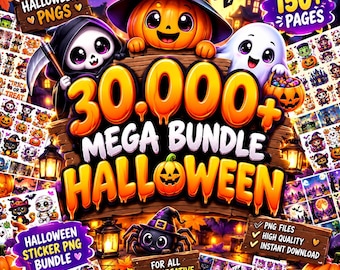 30,000+ Halloween Mega Bundle Png, Horror Film Designs, Retro Halloween Png Bundle, Fall Png Bundle, Spooky Vibes, Trick Or Treat, Cartoon
