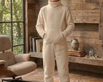 Unisex Kids & Adult Ultra-Warm Polar Fleece One-Piece Footed Pajamas with Lockable Zipper on Rear or Front (Customizable)