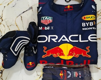 カスタマイズ可能なゴーカートF1レーススーツ レベル2スタンダードスーツ。カスタムロゴ、デザイン、名前、国旗、番号などを追加可能。送料無料。