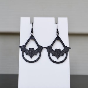 Bat Teardrop Earrings - 3D Printed Earrings - Gothic Jewelry for Halloween, Cosplay, and Everyday Fashion - Unique Handmade Gifts for Her