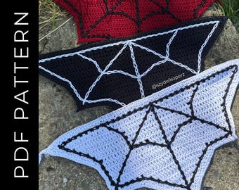 Spiderweb bandana | crochet pattern | Goth Witch punk emo halloween summerween | Easy beginner crochet project | szydelkoperz