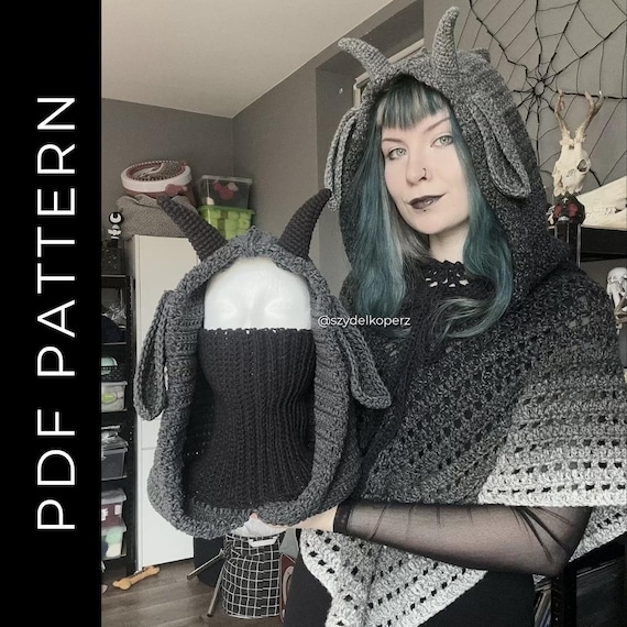 Goat Bundle: Goat Hood and Nocturne Poncho Crochet Pattern | Goth