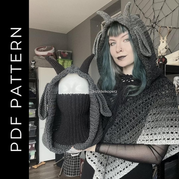 Geitenbundel: haakpatroon geitenkap en nocturne poncho | gothic alt kramp (pdf)
