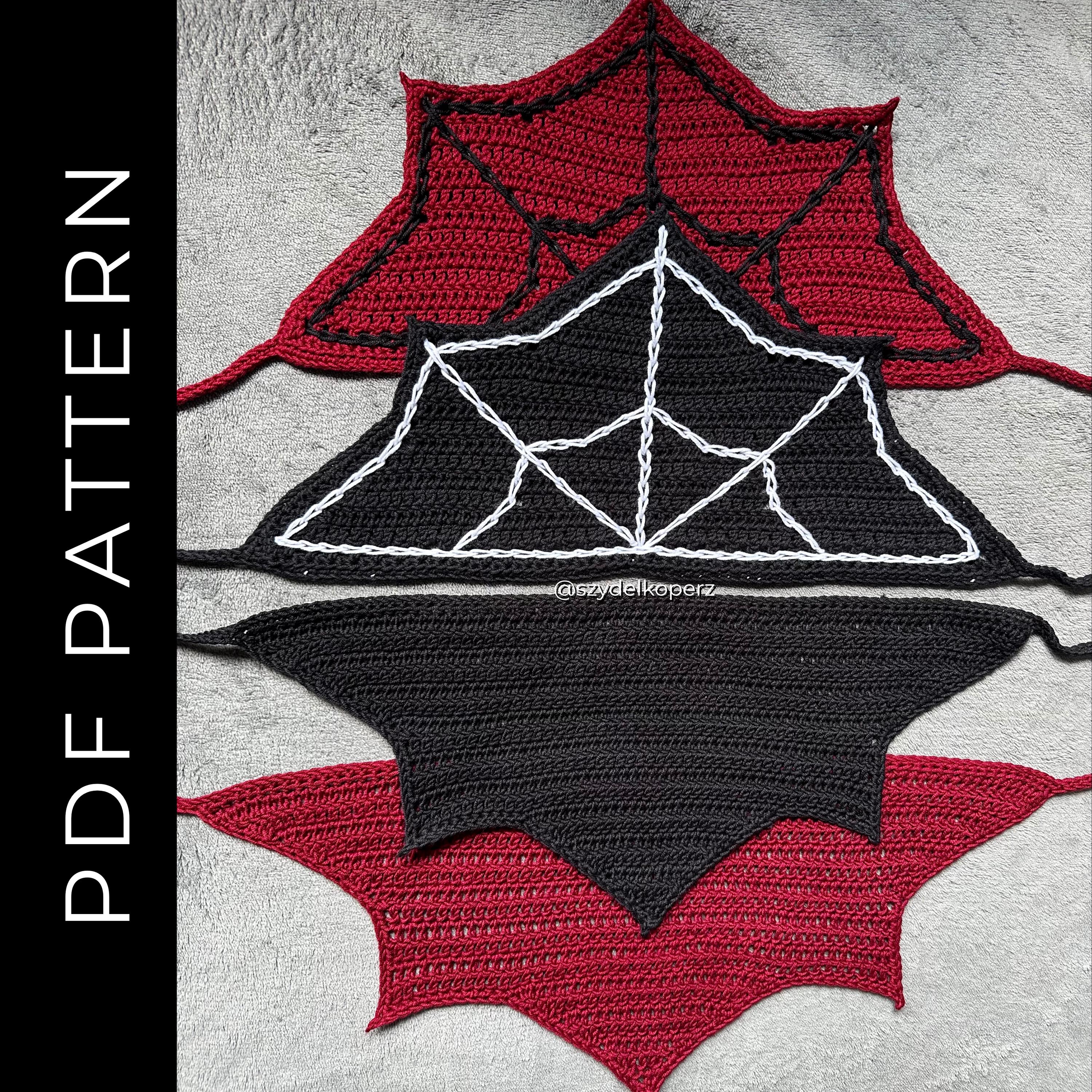 30 Spiderweb Crochet Patterns: 30 Ways to Make Webby Stitch Work for Halloween, Gothic... 14 Summerween Spiderweb and Bat Bandana Crochet Pattern