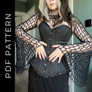 Misty Shrug | crochet pattern | crochet clothing pattern | Goth Witch Fantasy Cottagecore | Easy beginner crochet project | szydelkoperz