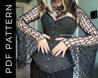 Misty Shrug | crochet pattern | crochet clothing pattern | Goth Witch Fantasy Cottagecore | Easy beginner crochet project | szydelkoperz