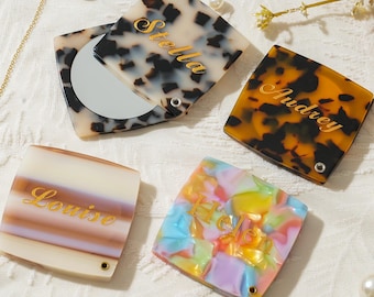 Personalized Compact Mirror with Name, Custom Engraved Gold Pocket Makeup Mirror, Bridesmaid Proposal Gifts, Wedding Party Favors for Her