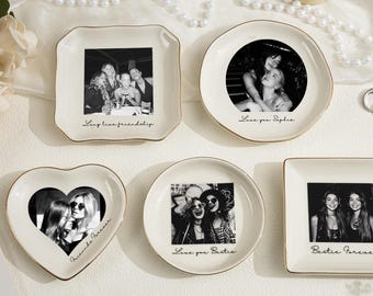 Personalised Photo Trinket Dish: Custom Jewelry Ring Dish, Wedding Gift, Bridesmaid Proposal, Trinket Tray for Best Friend, Bestie