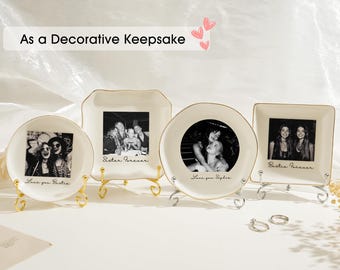 Personalised Photo Trinket Dish with Stand: Custom Jewelry Ring Dish, Wedding Gift, Bridesmaid Proposal, Trinket Tray for Best Friend/Bestie