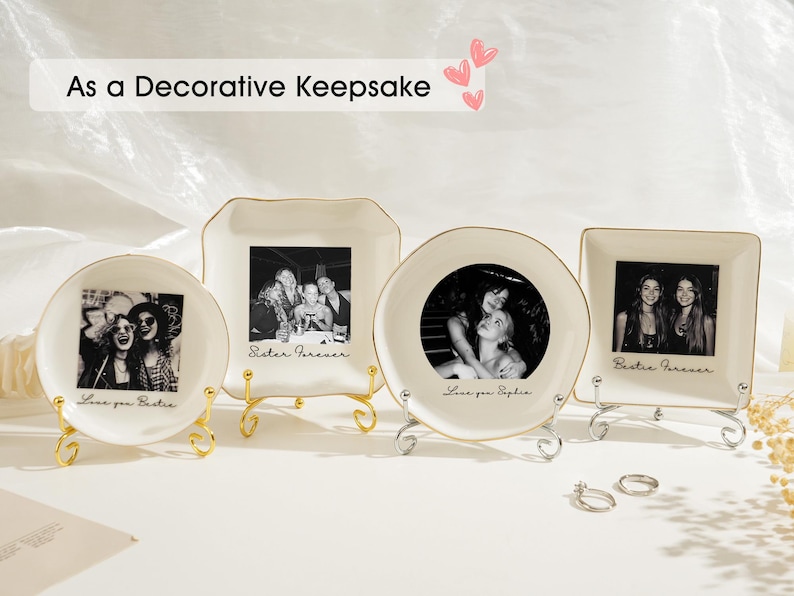 Personalised Photo Trinket Dish with Stand: Custom Jewelry Ring Dish, Wedding Gift, Bridesmaid Proposal, Trinket Tray for Best Friend/Bestie image 12