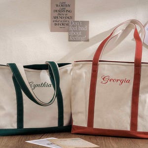 Embroidered Canvas Tote Bag: Custom Text, Personalized Beach Bag