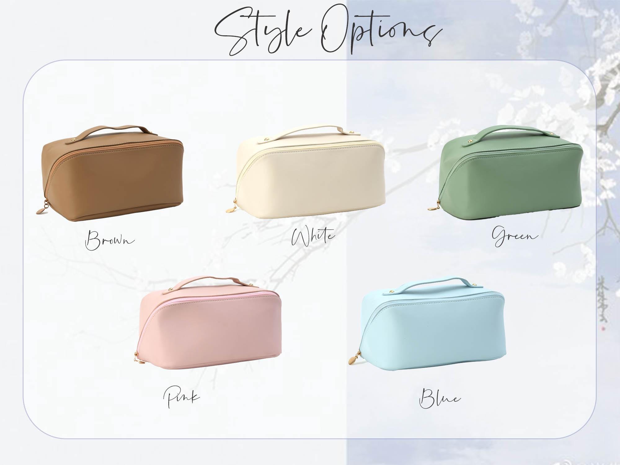 Embroidered Makeup Bag, Custom Large Leather Makeup Bag, Bridesmaid Makeup Bag, Christmas Gifts Women, Travel Organizer, Bridal Shower Gift