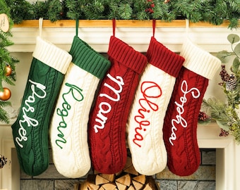 2025 Knitted Christmas Stockings With Name, Personalized Christmas Stockings, Christmas Family Stockings, Holiday Stockings, Holiday Decor