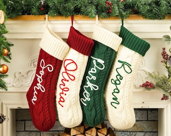 2025 Personalized Christmas Stockings, Knitted Christmas Stockings With Name, Christmas Family Stockings, Holiday Stockings, Holiday Decor