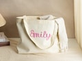 Personalized Corduroy Name Tote Bag, Embroidered Corduroy Bags, Bridesmaid Gift Totes\uff0c Girl Trip Bag product logo