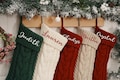 Personalized Family Christmas Stockings,2024 Embroidered Christmas Stocking,Knitted Stockings With Name,Monogram Stocking,Holiday Decor Gift