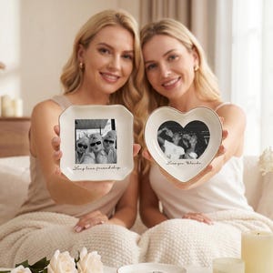 Personalised Photo Trinket Dish with Stand: Custom Jewelry Ring Dish, Wedding Gift, Bridesmaid Proposal, Trinket Tray for Best Friend/Bestie image 4