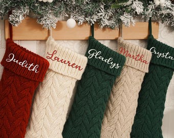 2025 Personalized Christmas Stockings, Family Knitted Christmas Stockings, Custom Christmas Gifts, Embroidered Christmas Stockings With Name