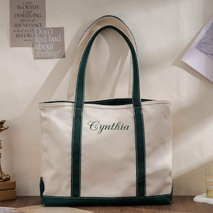 Sac fourre-tout brodé, fourre-tout avec texte personnalisé, sac fourre-tout en toile, sac d'école, sac de plage personnalisé, cadeau pour elle, cadeaux bachelorette pour demoiselles d'honneur