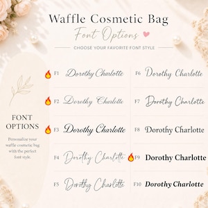 Embroidered Waffle Cosmetic Bag: Personalized Monogram Toiletry Bag, Bridesmaid Makeup Bag, Bridal Shower Gift, Gift for Her, Gift for Women image 4