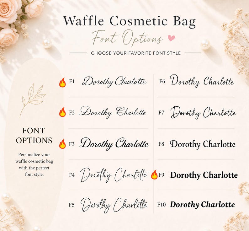 Embroidered Waffle Cosmetic Bag: Personalized Monogram Toiletry Bag, Bridesmaid Makeup Bag, Bridal Shower Gift, Gift for Her, Gift for Women image 4