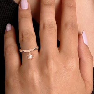 Diamond Gold Charm Stacking Ring | 14K Gold Dainty Minimalist Ring for Women | Elegant Diamond Jewelry Gift | Everyday Gold Ring