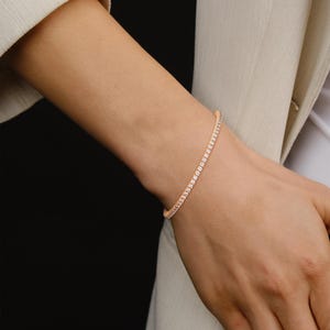 Round Diamond Tennis Bracelet | Minimalist Gold or Silver Bracelet for Women | Perfect Wedding Gift | CZ Tennis Jewelry for Brides
