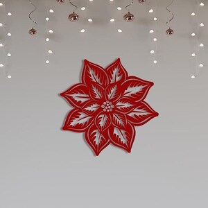 Decoración navideña, Arte de pared de metal, Regalo de Año Nuevo, Decoración de pared de flor de Pascua, Regalo perfecto para Navidad, Weihnachtsstern, Amor de Jesús, Arte de Cristo
