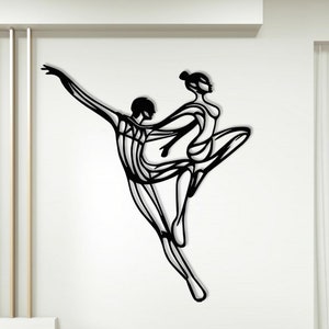 Gymnastik Metall Wandkunst, Metall Sportliebhaber, Tanzendes Paar Dekor, Moderne Innendekoration, Tango Wand Poster, Valentinstagsgeschenke, Line Art