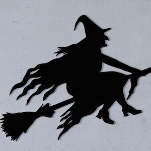 Halloween Witch Decor, Metal Wall Decor, Witch on Broomstick, Gothic Witch Decor, Gift For Halloween, Dark Academia, Gothic Wall Poster