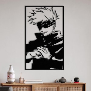 Anime Metall Wandkunst, Manga Wohnkultur, Gamer Zimmer Dekor, Anime Poster, Manga-Liebhaber Geschenk, Wandposter, Gojo Art, Anime Liebhaber Geschenk