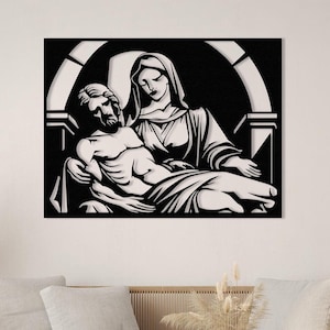 Jesus Wall Decor, Metal Wall Decor, The Pietá Art, Michelangelo Artwork, Lord Jesus, Mother Mary Decor, Christian Gift, Housewarming Gift