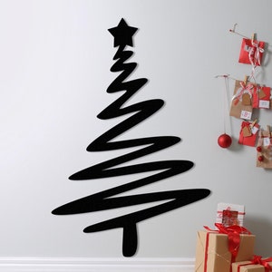 Arte de pared de árbol de Navidad, decoración de pared de metal, regalo de Año Nuevo, decoración de pino, regalo perfecto para Navidad, regalo de Noel, Día de Acción de Gracias, arte lineal